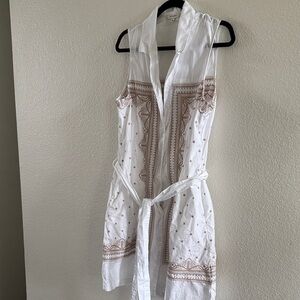Banana Republic White Collared Sleeveless Shirt Dress